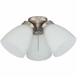 Hampton Bay 91382 3-Light Brushed Nickel Ceiling Fan Shades LED Light Kit