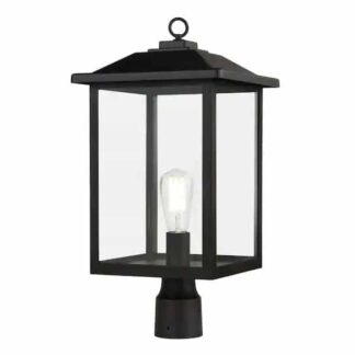 1-Light Black Outdoor Post Lantern Light