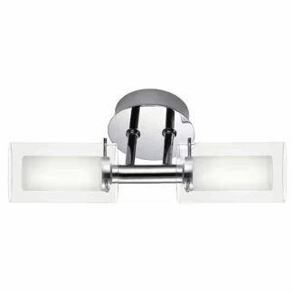 Eglo 88194A Palmermo 10.75 in. W x 4.45 in. H 2-Light Chrome Bathroom Wall Sconce with Frosted Glass Shades