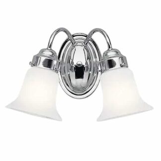 KICHLER 6122CH Independence 4.12 in. 2-Light Chrome Bathroom Vanity Light with Frosted Glass Shade