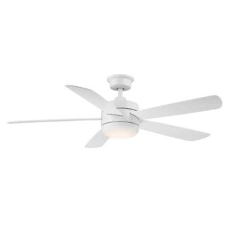 Hampton Bay AK18B-MWH Averly 52 in. Integrated LED Matte White Ceiling Fan with Light and Remote Control with Color Changing Technology