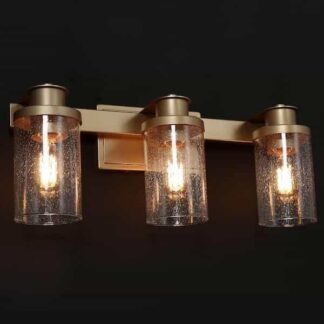 LNC RFFBA3HD13797D7 3-Light Modern Farmhouse Gold Wall Sconce Industrial Powder Room Bathroom Vanity Light with Seeded Glass Shades