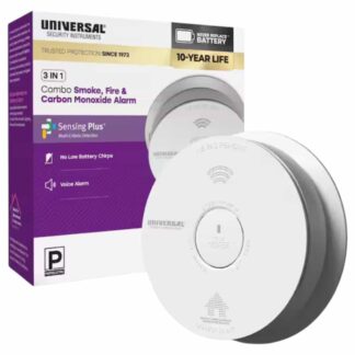 Universal Security Instruments USI/SMCO/10YR 10-Year Battery Combination Smoke and Carbon Monoxide Detector with Voice Alarm and LED Warning Light