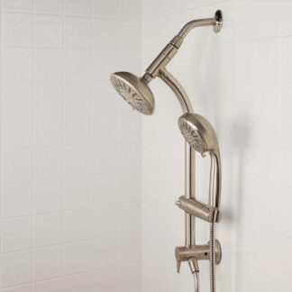Glacier Bay 1003 610 316 6-Spray Wall Bar Raincan Showerhead with 6-Spray Handshower in Brushed Nickel