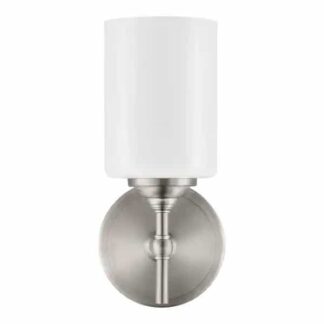 Home Decorators Collection 39342-HBW Ayelen 1-Light Brushed Nickel Opal White Glass Indoor Wall Sconce, Modern Wall Light