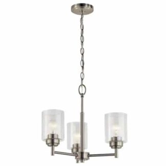KICHLER 44029NI Winslow 3-Light Brushed Nickel Contemporary Dining Room Mini Chandelier with Clear Seeded Glass Shade