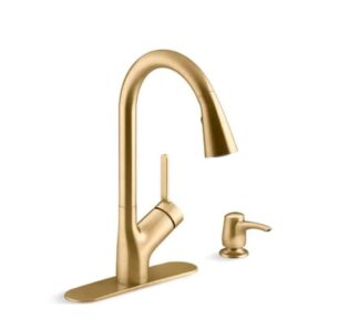 KOHLER Setra R22897-SD-2MB Single-Handle Pull-Down Sprayer Kitchen Faucet in Vibrant Brushed Moderne Brass