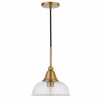 Meyer&Cross PD0524 Magnolia 1-Light Brass Single Pendant with Seeded Glass Shade