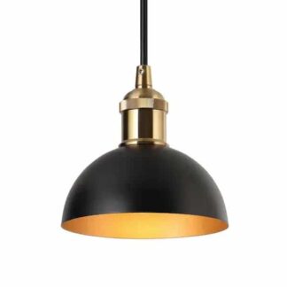 Zevni Z-X7EBQB7B-4702 Matte Black & Brass Gold Pendant Lights Fixture, 6 in. Modern Pendant Lighting for Kitchen Island and Dining Room