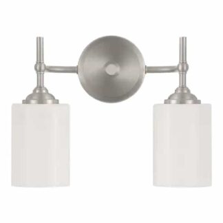 Home Decorators Collection 40172-HBW Ayelen 13.5 in. 2-Light Brushed Nickel Bathroom Vanity Light with Opal White Glass Shades