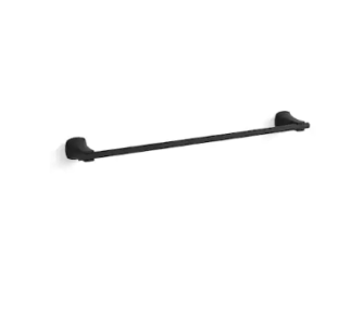 KOHLER K-R26112-BL Rubicon 24 in. Wall Mount Towel Bar in Matte Black