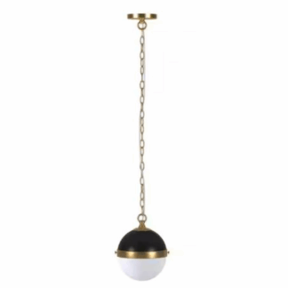 PD1918 Aurora 60-Watt 1-Light Blackened Bronze Pendant Light with White Milk Glass Shade