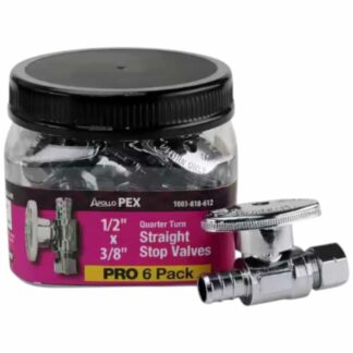 Apollo APXVS1238C6JR 1/2 in. Chrome-Plated Brass PEX-B Barb x 3/8 in. Compression Quarter-Turn Straight Stop Valve Pro Pack (6-Pack)