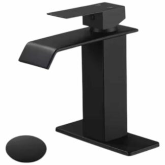 AKLFGN TPLT-000H-DP-XS Waterfall Single Hole Single-Handle Low-Arc Bathroom Faucet in Matte Blac