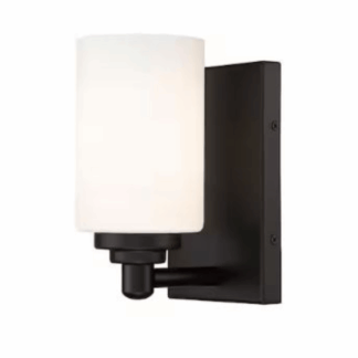 485-1S-MB 1-Light Matte Black Wall Sconce with White Glass Shade