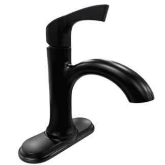 84466BL Single-Hole Single-Handle Bathroom Faucet with Drain Kit Included in Matte Black