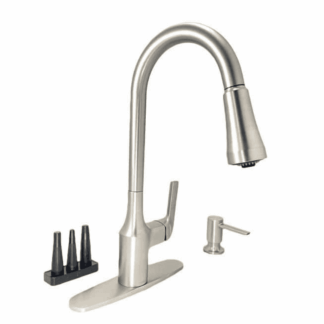 87114SRS Single-Handle Pull-Down Sprayer Kitchen Faucet with Flexible Hose and High-Pressure Spray Attachments in Stainless Steel