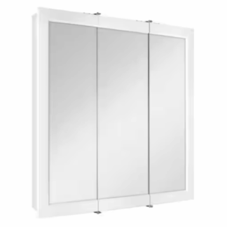 Glacier Bay 33158 30-3/16 in. W x 29 in. H Framed Surface-Mount Tri-View Bathroom Medicine Cabinet with Mirror, White