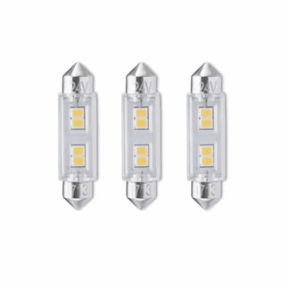 Bulbrite 861534 20 - Watt Equivalent Soft White Light T3 (FEST) Festoon, Dimmable Clear LED Light Bulb 3000K (3-Pack)