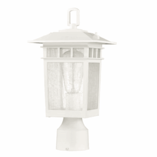 SATCO 60/5954 Cove Neck 1-Light White Aluminum Hardwired Outdoor Weather Resistant Post Light Set with No Bulbs Included