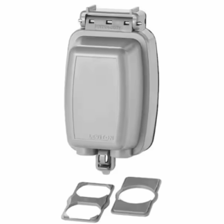 Leviton 5980-UGY Decora/GFCI 1-Gang Extra Heavy Duty Raintight While-In-Use Device Mount Vertical Cover with Lid, Gray 5980-UGY