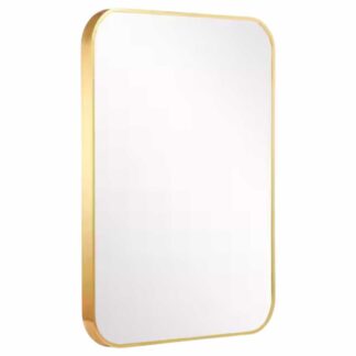 FORCLOVER WBSGO83635 32 in. W x 24 in. H Rectangular Aluminium Steel Metal Framed Wall Mount Bathroom Vanity Mirror in Gold