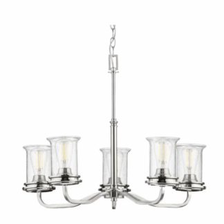 Progress Lighting P400206-009 Winslett Collection 5-Light Brushed Nickel Clear Seeded Glass Coastal Chandelier Light