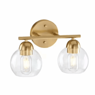 Pia Ricco 1Jay-A-41923GD 13 in. 2-Light Gold Modern Vanity Light with Clear Glass Shade