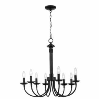 Bel Air Lighting 9018 BK Candle 8-Light Black Candle Chandelier Light Fixture
