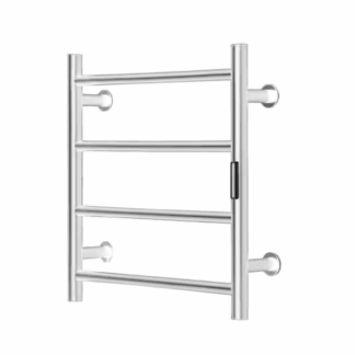 SKYSHALO JRMJJBGS4GYS0WFHPV1-SK0211 4 Bars Towel Warmer Rack, Wall Mounted Heated Towel Rack for Waterpoof Towel Heater Rack with Timer, Bathroom Silver