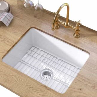 NTQ NKS-24WR19 24 in. White Kitchen Sink Fireclay Drop-in /Undermount Kitchen Sink Single Bowl Small Farm Sink Deep Modern Style