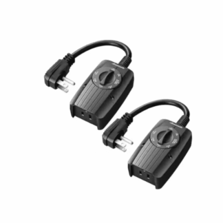 DEWENWILS HODT21A Outdoor Light Countdown Timer, Dusk to Dawn,Waterproof, 2-Grounded Outlet for Garden Christmas String Light- Black