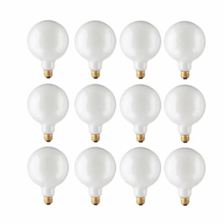 Bulbrite 861019 25-Watt Warm White Light G40 (E26) Medium Screw Base Dimmable White Incandescent Light Bulb, 2700K (12-Pack)