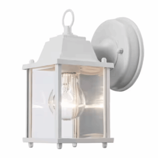 Bel Air Lighting 40455 WH Patrician 1-Light White Outdoor Wall Light Fixture with Clear Glass