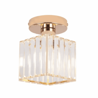 LWYTJO R-X6019-1-FG 5.11 in. 1-Light French Gold Modern Flush Mount Lighting with Clear Glass Shade and No Bulbs Included