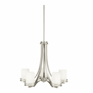 KICHLER 1672NI Hendrik 24.5 in. 5-Light Brushed Nickel Contemporary Shaded Cylinder Chandelier for Dining Room