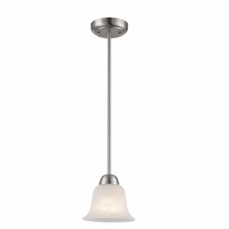 Bel Air Lighting 9282 BN Aspen 1-Light Brushed Nickel Mini Pendant Light Fixture with Bell Shaped Marbleized Glass Shade