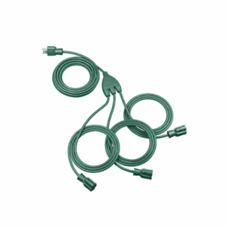 HSC103L 43FT (25+6+6+6)16/3 AWG SJTW Outdoor Extension Cord for Landscape Lighting Halloween Christmas with 3-Outlets, Green