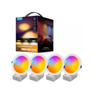 Govee B801AA04 Matter WiFi RGBIC Smart 6 in Recessed Downlight 1100LM 75W Eq Dimmable Tunable 2700-6500K 4 Pack