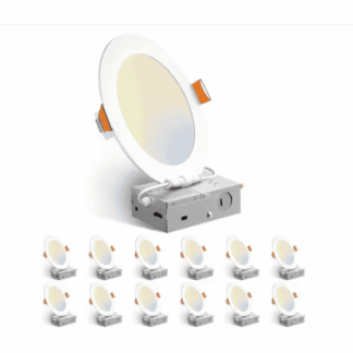 Amico 6in-12pcs-5CCT 6 in. Adjustable 5CCT 12 Pack Canless LED Recessed Ceiling Light 1050LM Brightness Dimmable 12W