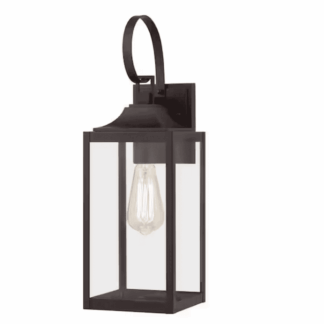 Home Decorators Collection KSZ1601AM-01/BR Havenridge 19 in. 1-Light Espresso Bronze Hardwired Outdoor Wall Light Lantern Sconce with Clear Glass (1-Pack)