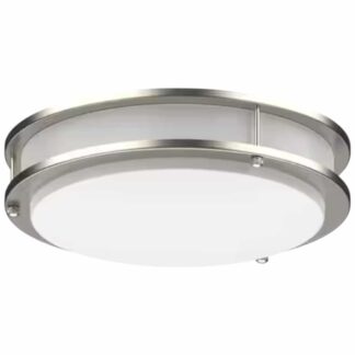 DYMOND DR12BN40D1 12 in. Modern Brushed Nickel Double Ring LED Flush Mount Ceiling Light Fixture For Kitchen Bedroom 4000K (1-Pack)