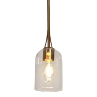 LNC LNAQMU25230C9C Modern Pendant Light 1-Light Brass Dome Island Mini Pendant Light with Clear Glass Shade for Kitchen, Foyer, Staircase