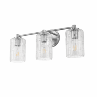 YANSUN HA-JQ29201CNK-1AP1 20 in. 3-Light Bathroom Vanity Light, Polished Nickel with Clear Seedy Glass Shades, Dimmable Fixture
