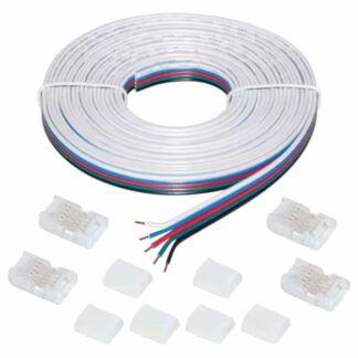 Commercial Electric 760110 13 ft. Connector Cord LED Strip Light Accessory Pack (RGB+W) (4 Wire-to-Tape Connectors, 6 Wire Mounting Clips)