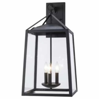 Monteaux Lighting XL-19905 Blakeley 3-Light Black Extra Large Outdoor Wall Light Fixture with Clear Beveled Glass