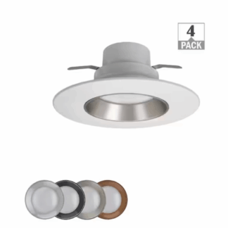 Commercial Electric 53198101-4PK 5 in./6 in. Integrated LED Recessed Light Trim 4 Color Baffle Trim Options Adjustable CCT 950 Lumens (4-Pack)