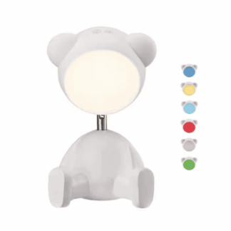 Monteaux Lighting HPI-10037 White 11.125 in. Indoor Teddy Bear Table Lamp with Dimmable and RGB Color Changing Features