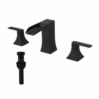 FAC-0117B-1 8 in. Widespread Double Handle Bathroom Faucet, 3 Hole Bathroom Faucet with Drain in Matte Black
