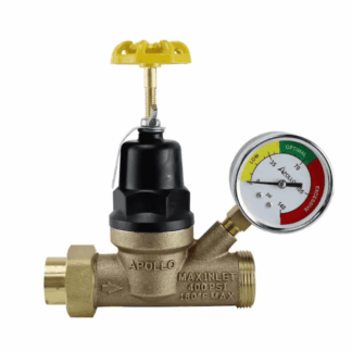 Apollo 69ELF114TWG 1/2 in. FNPT x 3/4 in. MNPT Lead Free Bronze Pressure Reducing Valve with Gauge